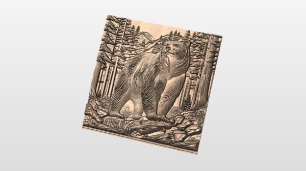 Bear in the woods Plaque STL file - Image 2