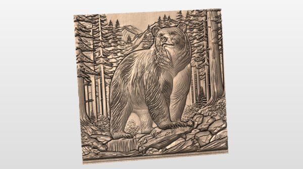 Bear in the woods Plaque STL file