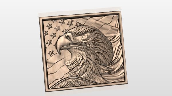 Eagle And Flag in Square frame STL file
