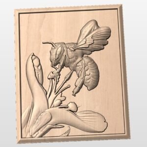 Bee and flower in frame STL file
