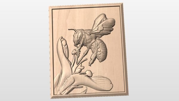 Bee and flower in frame STL file