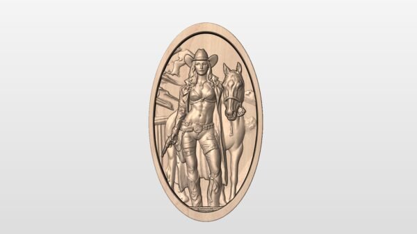 Cowgirl in Oval frame STL file