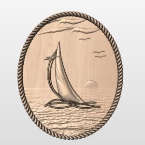 Sailboat in oval frame STL file