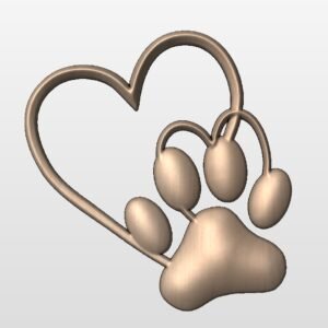 Heart with Paw STL file