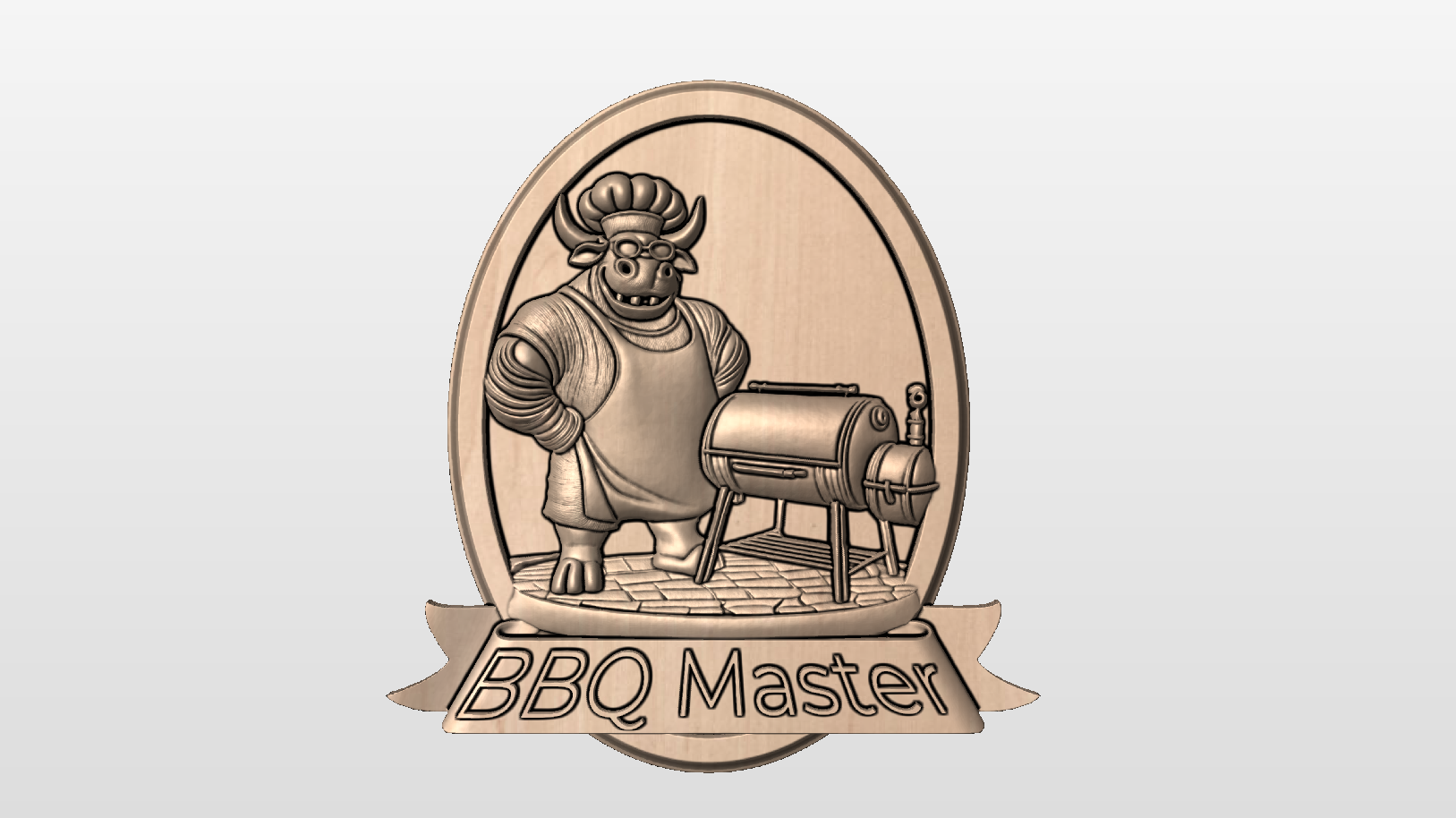BBQ Master Cow in oval frame STL file