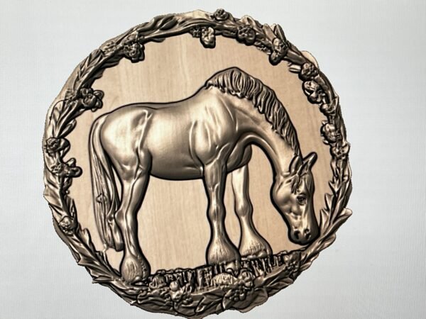 Clydesdale Horse in circle frame STL file