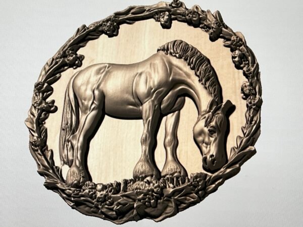 Clydesdale Horse in circle frame STL file - Image 2