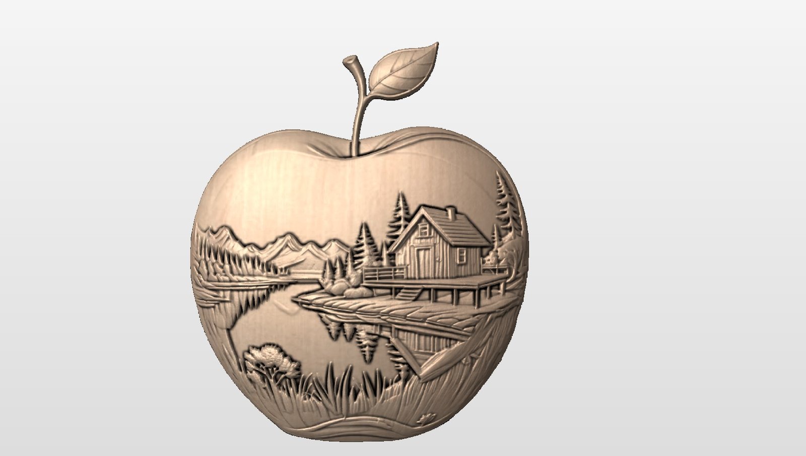 “Apple with cabin scene” STL File