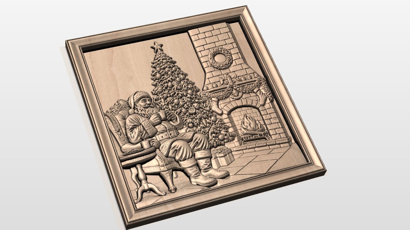 "Santa sitting by fireplace" STL File - Image 2