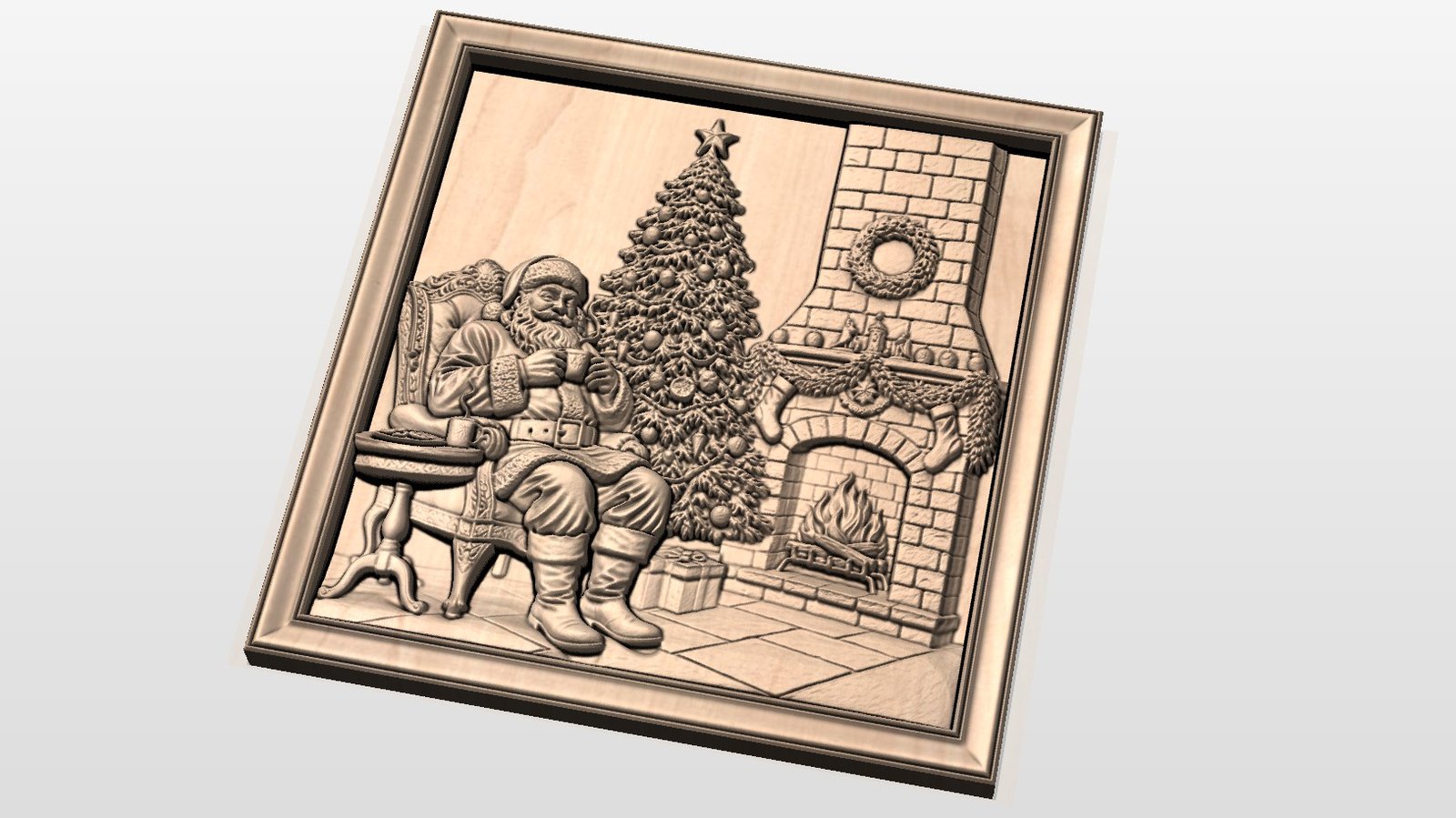 "Santa sitting by fireplace" STL File - Image 3