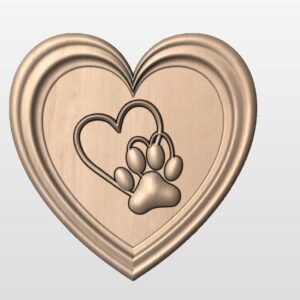 "Heart frame with Dog paw" STL File