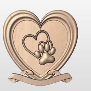 "Heart frame with Dog paw and Ribbon" STL File