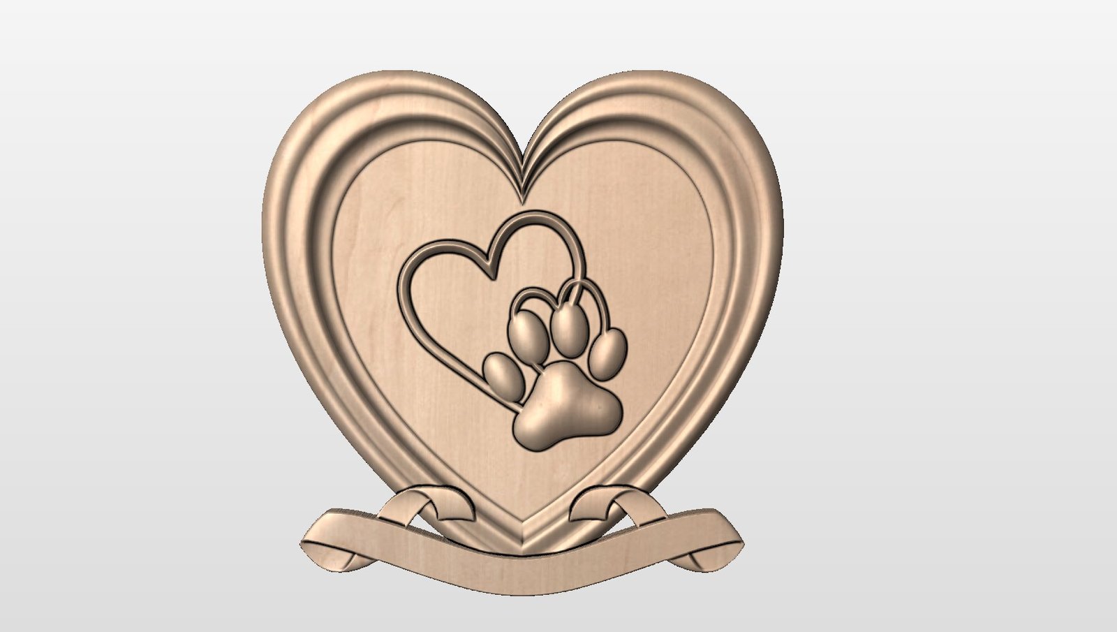 “Heart frame with Dog paw and Ribbon” STL File