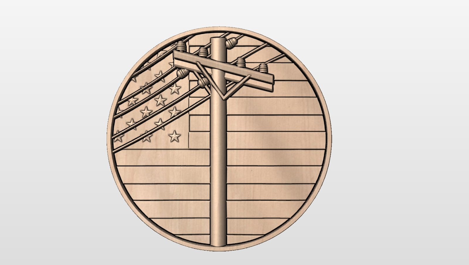 “Telephone pole with American flag in round frame” STL File