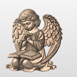 "Angel kneeling with book in prayer" STL