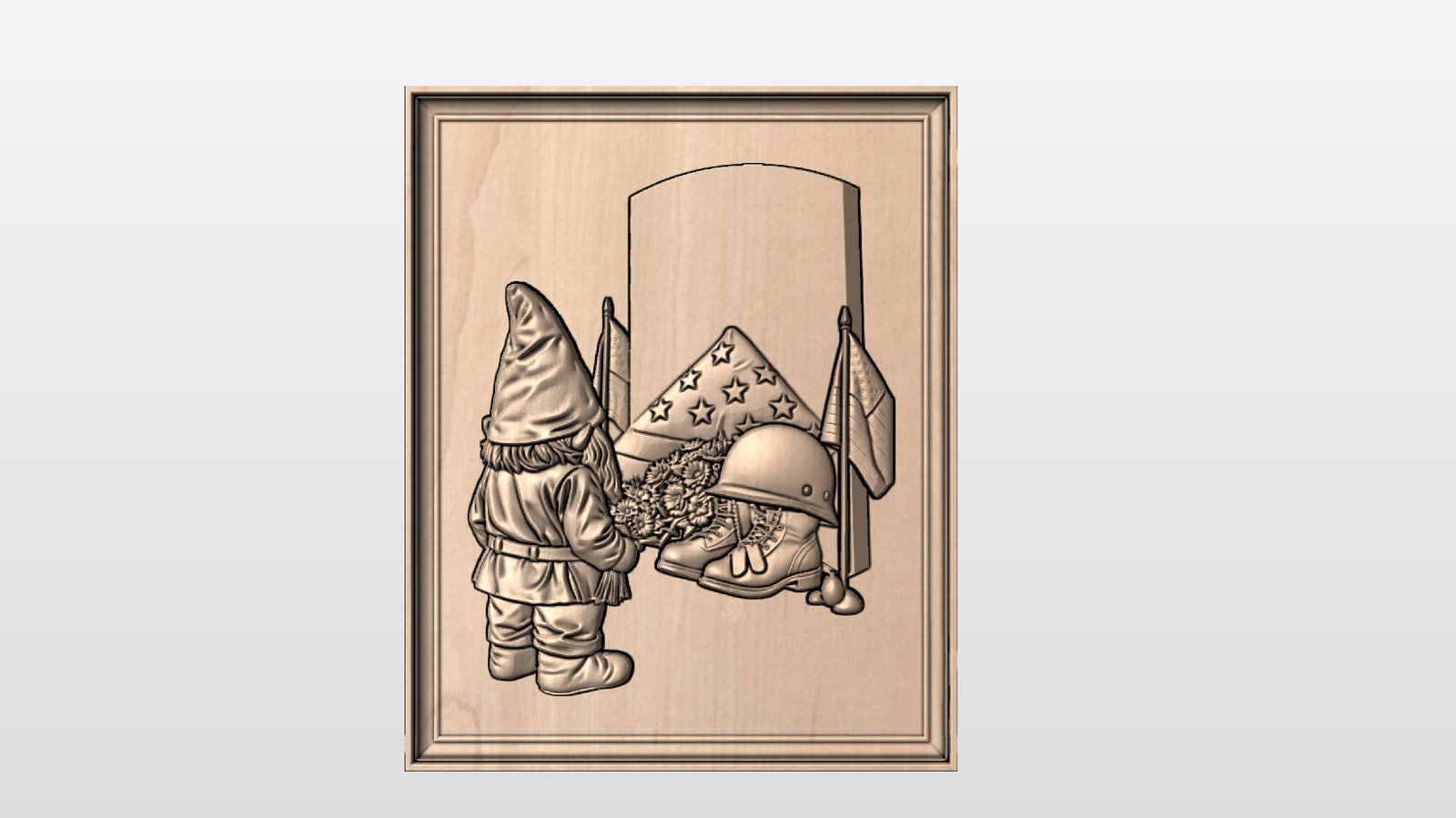 “Gnome Soldier Memorial in frame” STL