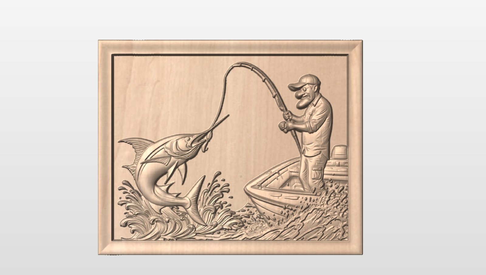 “Fisherman on boat with marlin” STL