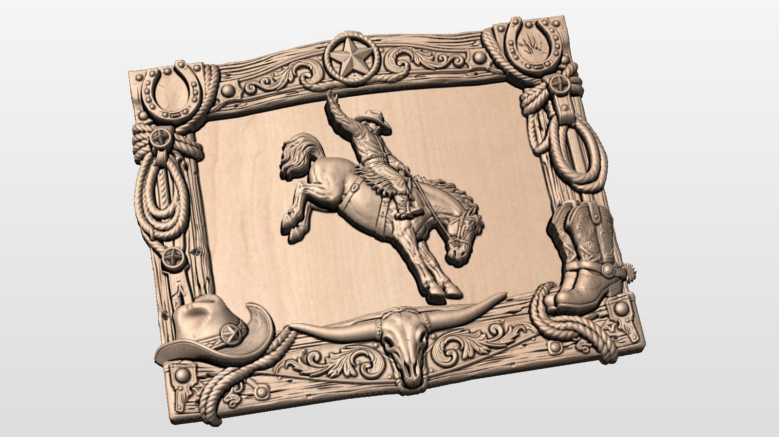 “Western Frame with Bronco Rider” STL